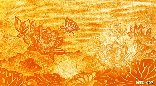 Tranh in trúc chỉ phòng thờ hoa sen MTC-007